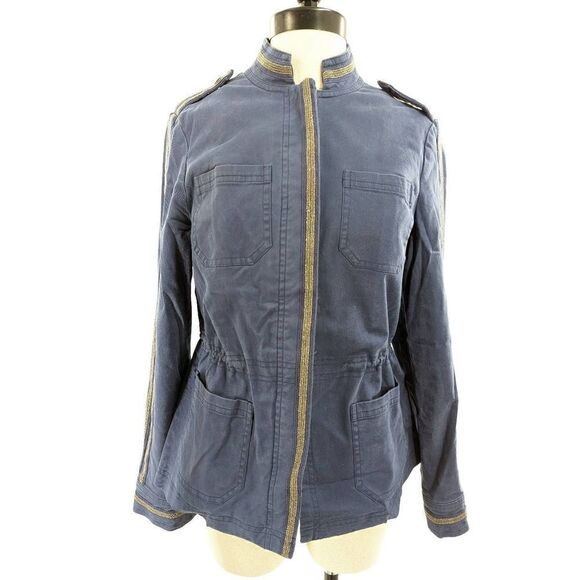 Boden Women Blue Long Sleeve Cotton Blend Military Jacket Size 6 - Picture 2 of 15